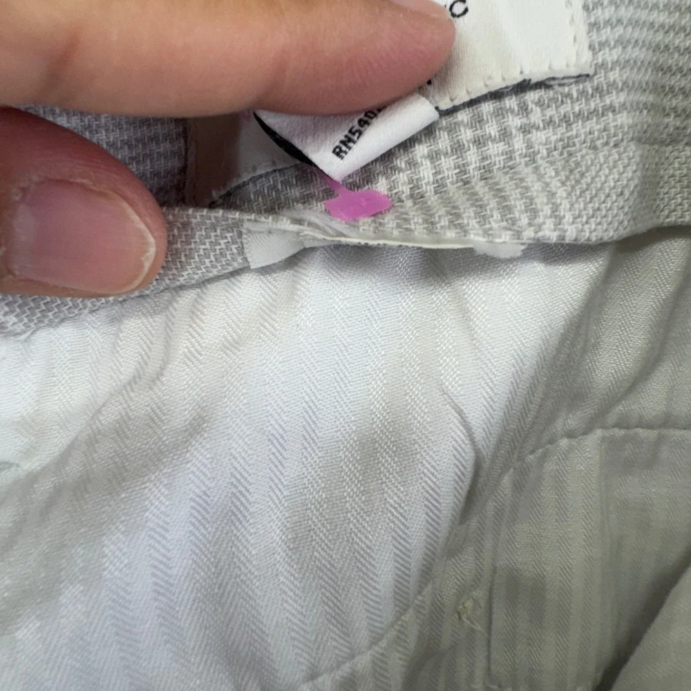 Banana Republic‎ Tailored Fit Pants 33x27 Grey Glen Plaid Linen Blend Preppy